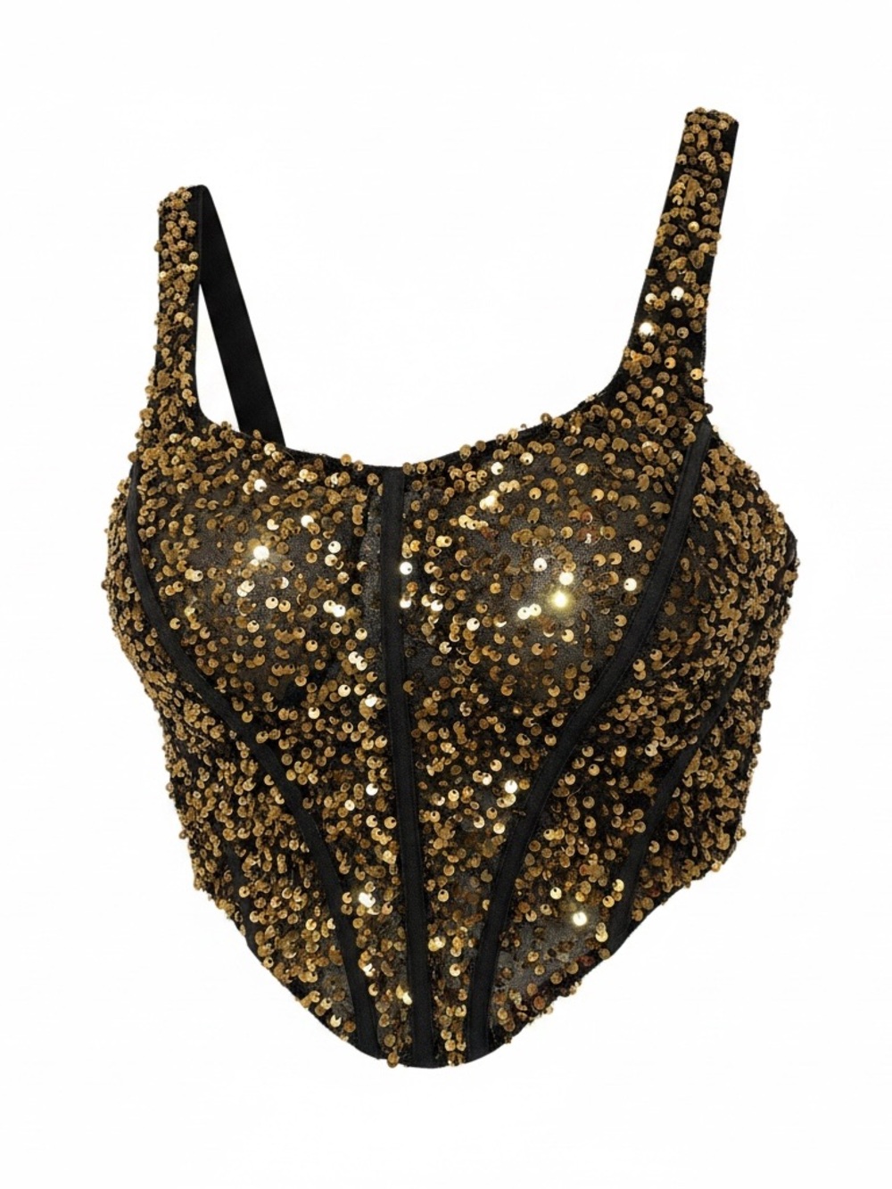 Gold Sequin Bustier Crop Top